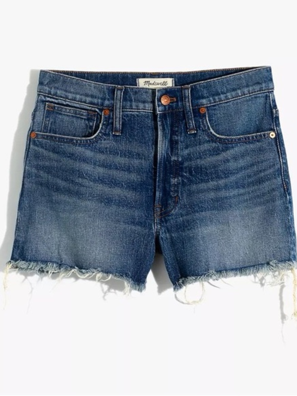 Madewell Blue Denim Frayed-Hem Jean Shorts